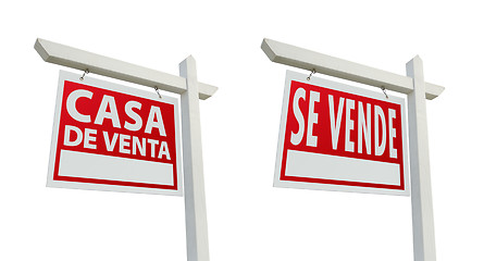 Image showing Two Spanish Real Estate Signs with Clipping Paths on White