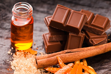 Image showing chocolate with orange and cinnamon