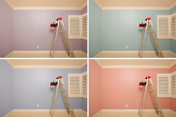 Image showing Set of Empty Rooms Painted in Variety of Colors