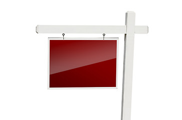 Image showing Blank Red Real Estate Sign on White