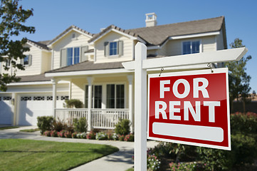 Image showing For Rent Real Estate Sign in Front of House