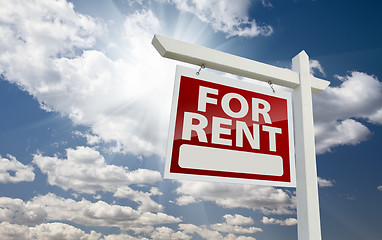 Image showing Left Facing For Rent Real Estate Sign Over Sunny Sky