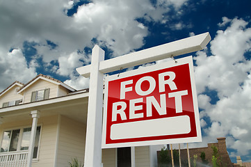 Image showing For Rent Real Estate Sign in Front of House