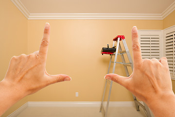 Image showing Female Hands Framing Beautiful Room Interior