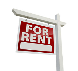 Image showing Left Facing For Rent Real Estate Sign on White