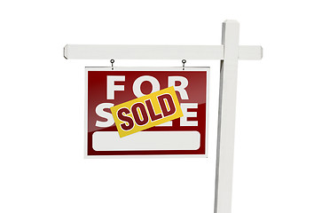 Image showing Red Sold For Sale Real Estate Sign on White