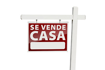 Image showing Spanish Se Vende Casa Real Estate Sign on White