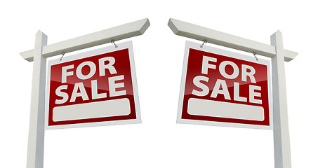 Image showing Pair of For Sale Real Estate Signs on White