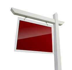 Image showing Blank Red Real Estate Sign on White