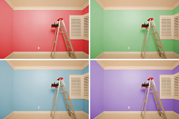 Image showing Set of Empty Rooms Painted in Variety of Colors