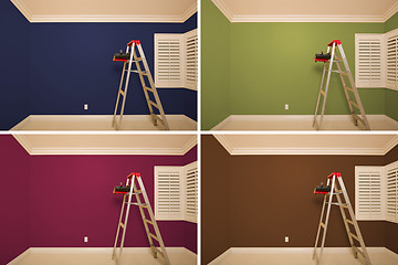 Image showing Set of Empty Rooms Painted in Variety of Colors