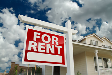 Image showing For Rent Real Estate Sign in Front of House