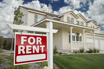 Image showing For Rent Real Estate Sign in Front of House