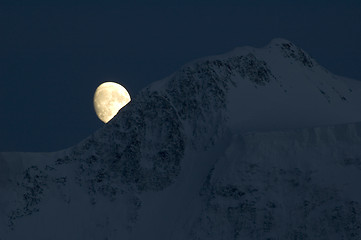 Image showing Moon over Belukha summit