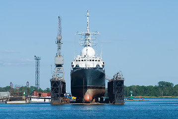 Image showing A ship in Baltiysk dry dock