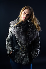 Image showing Attractive woman in fur coat