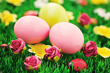 Image showing Easter eggs in green 