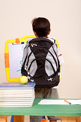 Image showing Rear view of a smart school kid