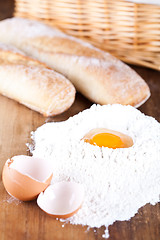 Image showing bread, eggs and flour