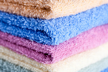 Image showing stacked colorful towels