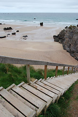 Image showing Stairs to a rocky beach