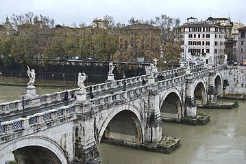 Image showing famous Ponte Sant Angelo in Rome in autumn