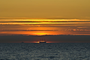 Image showing Sailing into the sun