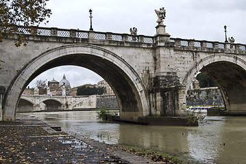 Image showing famous Ponte Sant Angelo in Rome in autumn
