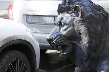 Image showing Lion Among Cars