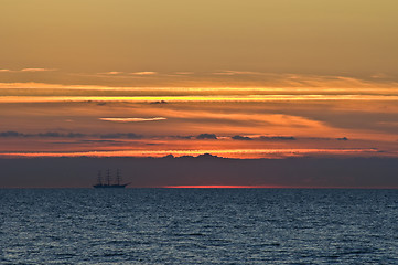 Image showing Sailing into the sun