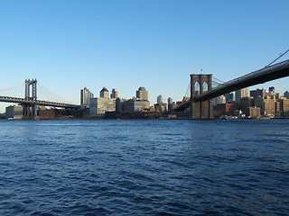 Image showing Manhattan and Brooklyn Bridge