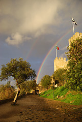 Image showing Rainbow over Castelo Sao Jorge