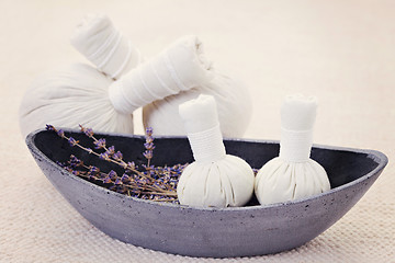 Image showing lavender massage stamps