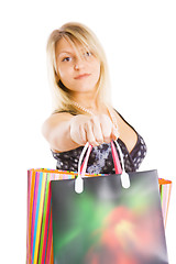 Image showing attractive girl with packages