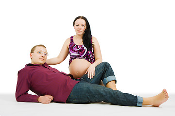 Image showing a young couple. Pregnancy