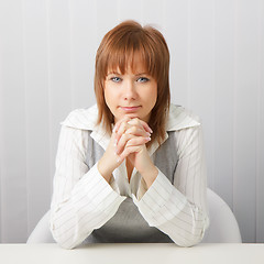 Image showing quiet business attractive girl in the office.