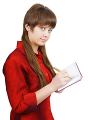 Image showing young beautiful girl with a notebook