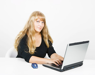 Image showing young girl working on laptop