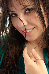 Image showing Smiling Woman Tousled Wet Hair