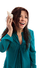 Image showing Beautiful woman with seashell