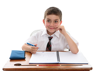 Image showing School boy student at desk