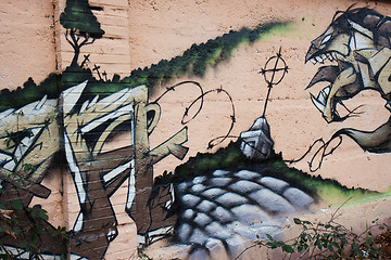 Image showing Monster on a graffiti