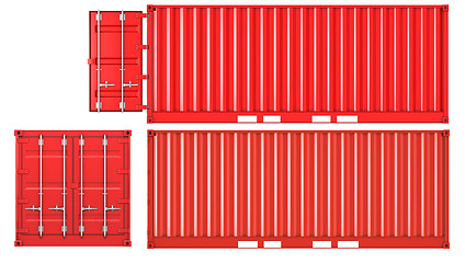 Image showing Opened and closed container front and side view