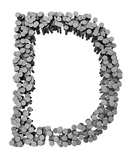 Image showing Alphabet made from hammered nails, letter D