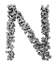 Image showing Alphabet made from hammered nails, letter N