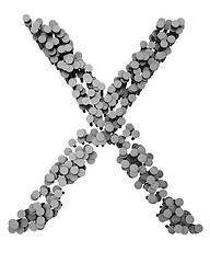 Image showing Alphabet made from hammered nails, letter X