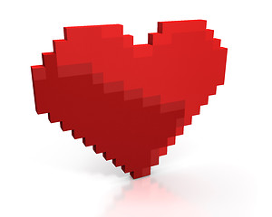 Image showing Red heart made of cubic pixels