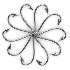 Image showing Abstract flower made from fishing hooks