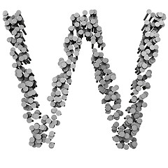 Image showing Alphabet made from hammered nails, letter W