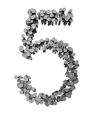 Image showing Alphabet made from hammered nails isolated, number 5